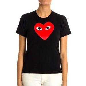 Comme Des Garçons Big Red Emblem 100% Cotton Black Tee